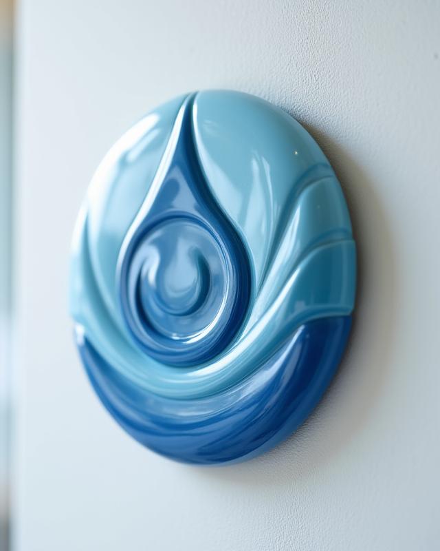 Logo aziendale riprodotto in ceramica per un'insegna, con finitura lucida e colori istituzionali